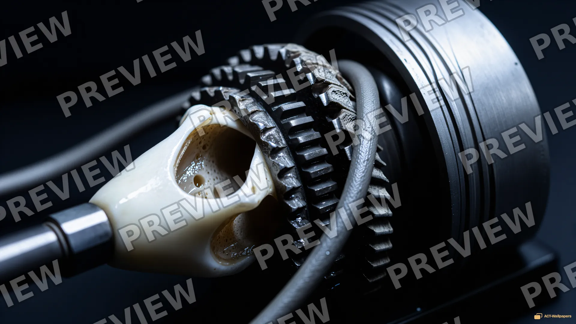 Biomechanical Piston Macro — Organic machines 4K wallpaper