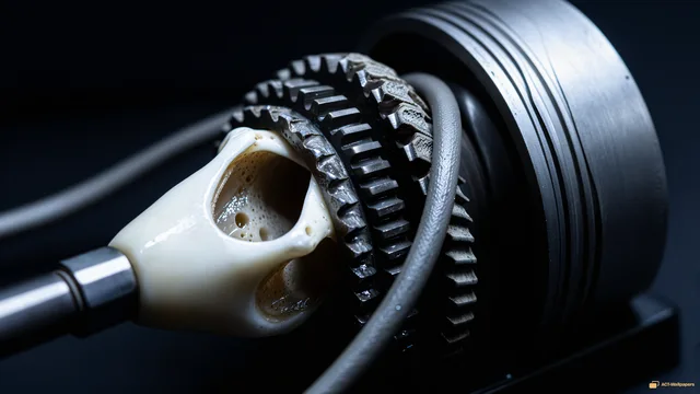 Biomechanical Piston Macro — Organic machines 4K wallpaper