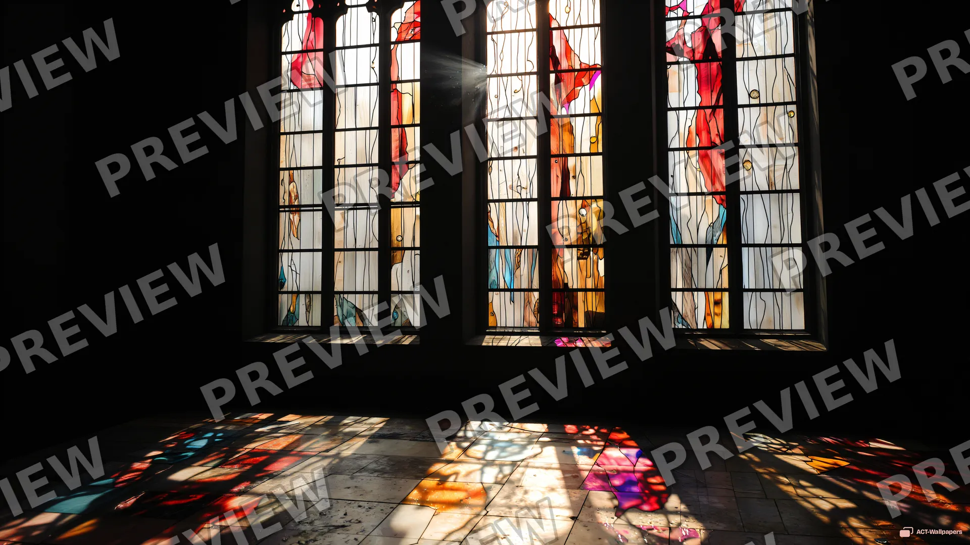 Coloured Light Nave — Stained-glass light 4K wallpaper