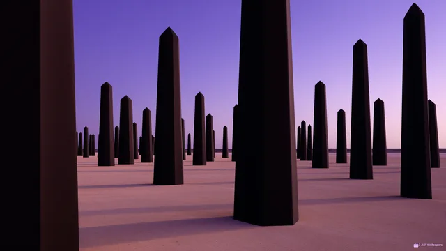 Hexagonal Twilight Monoliths — Carbon columns 4K wallpaper