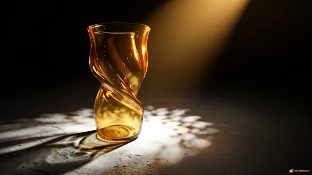 Amber Glass Caustic Study — Glass sculpture 4K wallpaper