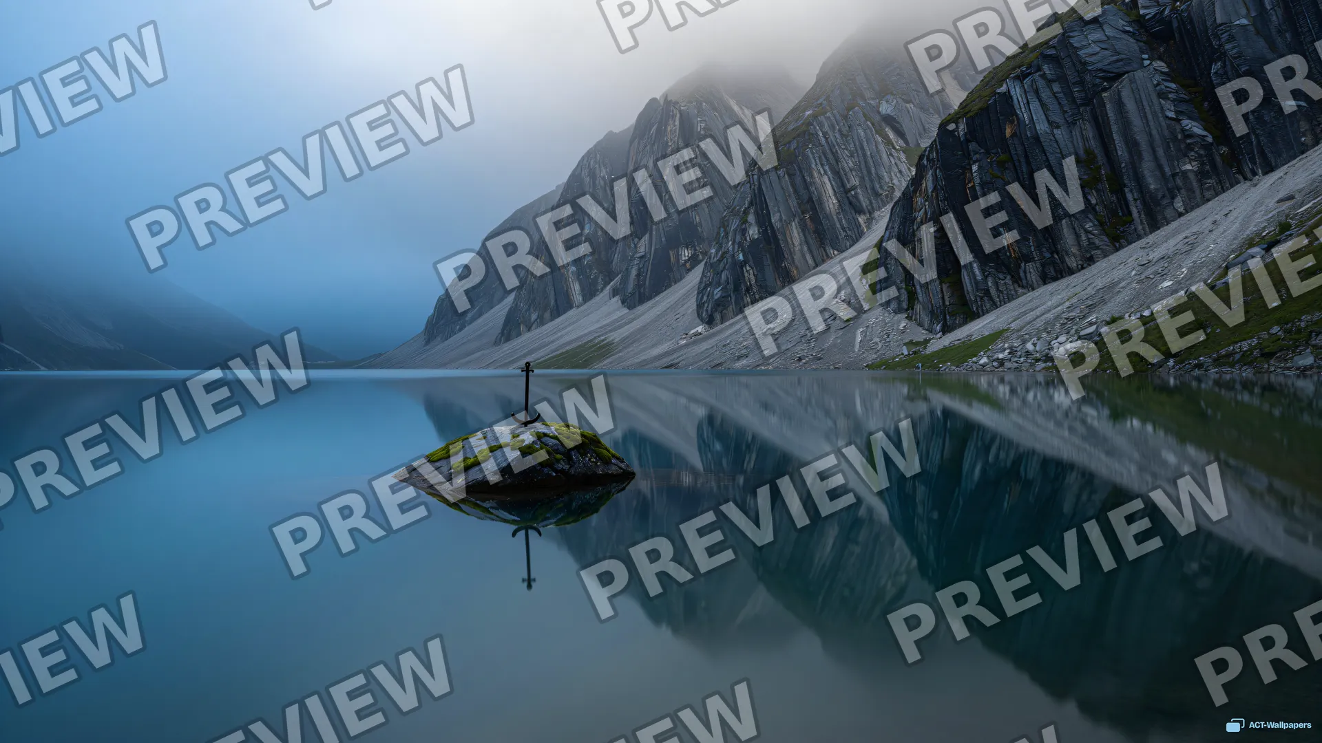 Glacial Lake Reflection — Stone & water 4K wallpaper