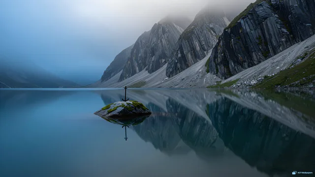 Glacial Lake Reflection — Stone & water 4K wallpaper