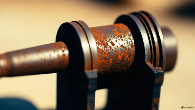 Rusted Piston Macro — Analog macro mechanics 4K wallpaper