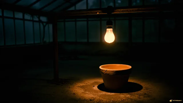 Greenhouse Ember — Dark interiors 4K wallpaper