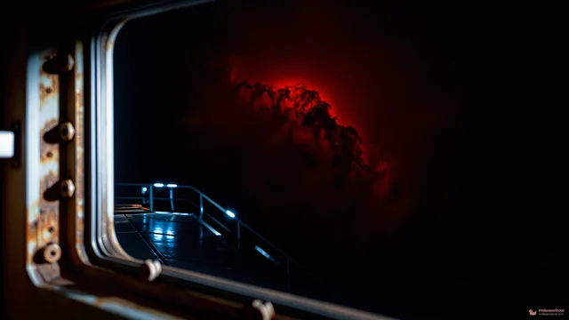 Rusted Void Window — Sci-fi interiors 4K wallpaper