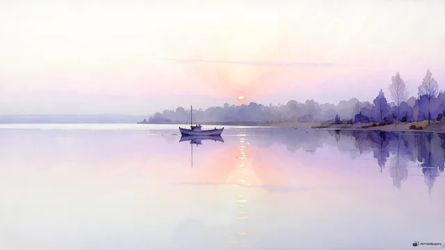 Harbour Dawn Watercolour — Watercolour & impressionism 4K wallpaper