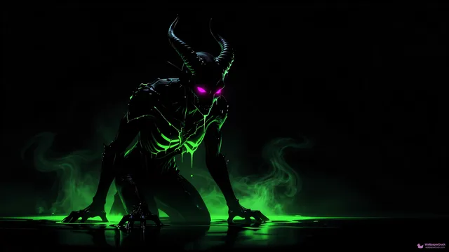 Neon Nightmare Silhouette — Neon nightmare 4K wallpaper