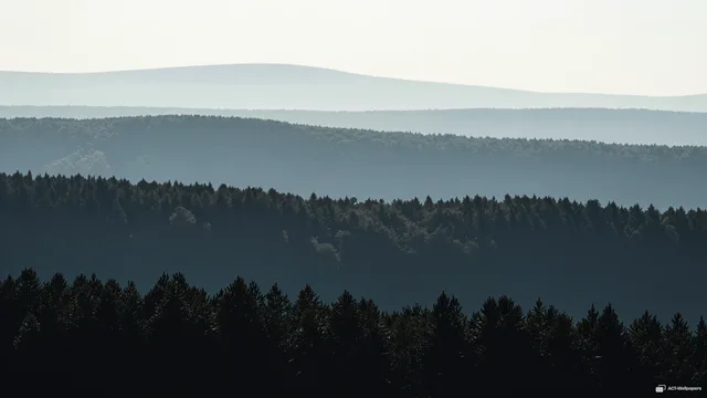 Ridged Mist Depth — Layered silhouettes 4K wallpaper