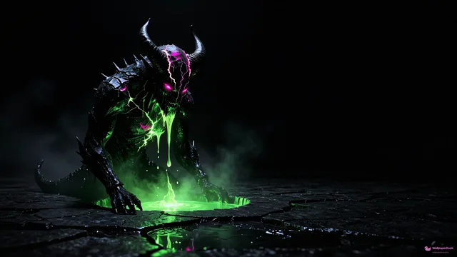 Obsidian Nightmare Glow — Neon nightmare 4K wallpaper