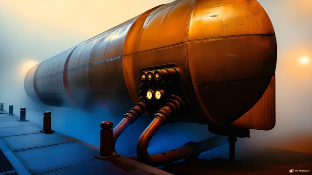 Brass Fog Dock — Steampunk machines 4K wallpaper