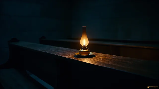 Chapel Lamp Stillness — Dark interiors 4K wallpaper